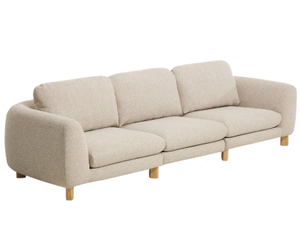 Béžová třímístná pohovka Kave Home Vera 320 cm s dubovou podnoží