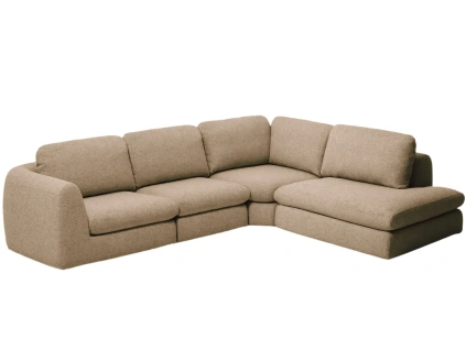Hnědá čalouněná rohová pohovka Kave Home Vera 330 cm, pravá