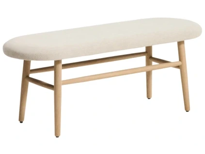 Béžová čalouněná dubová lavice Kave Home Helda 122 cm