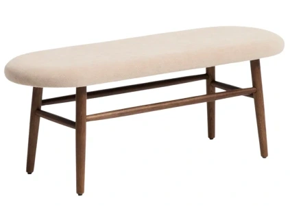 Béžová čalouněná ořechová lavice Kave Home Helda 122 cm