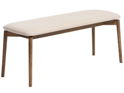 Hnědá dřevěná lavice Kave Home Evera 122 cm s čalouněým sedákem