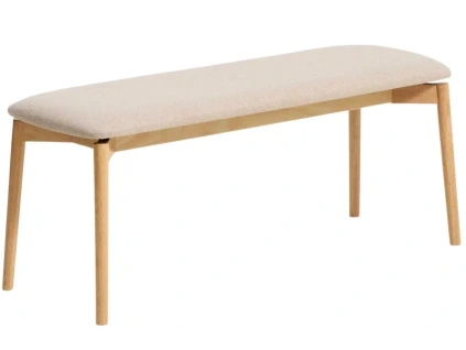 Dřevěná lavice Kave Home Evera 122 cm s čalouněým sedákem