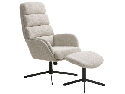 Krémové bouclé otočné křeslo Unique Furniture Sifton s podnožkou