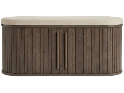 Tmavá dubová lavice Meta 120 cm s úložným prostorem