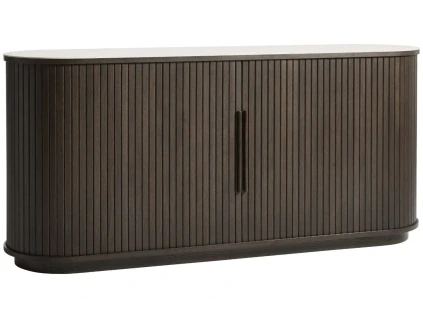 Tmavá dubová komoda Unique Furniture Enna 165 x 45 cm s keramickou deskou
