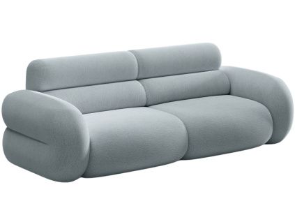 Světle modrá bouclé trojmístná pohovka MICADONI Neo 220 cm
