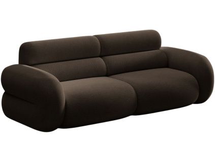 Hnědá bouclé trojmístná pohovka MICADONI Neo 220 cm