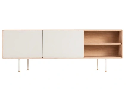 Bílá dubová komoda Fina 180 x 45 cm