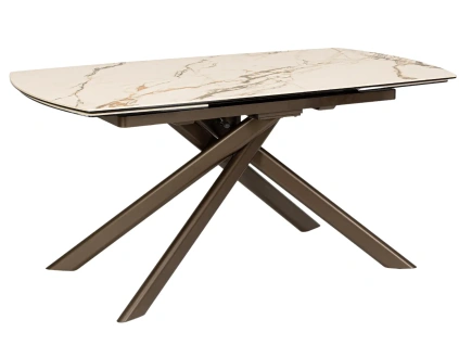 Hnědý zahradní rozkládací stůl Bizzotto Joakim 160/240 x 90 cm s keramickou deskou