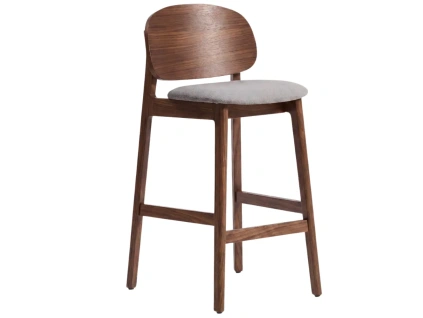Hnědá barová židle Kave Home Ludara s čalouněným sedákem 69 cm