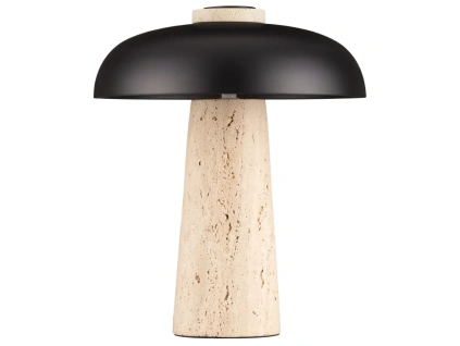 Černá kovová stolní lampa Nova Luce Lento s travertinovou podstavou