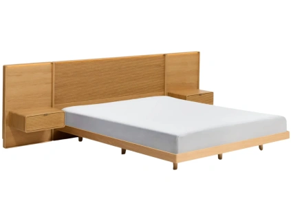 Dubová postel Kave Home Norlen 160 x 200 cm s nočními stolky