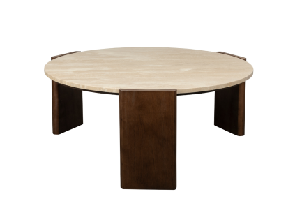 Béžový kamenný konferenční stolek VALCOUR  90 cm