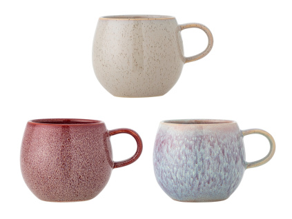 Set tří barevných kameninových hrnků Bloomingville Addison 500 ml