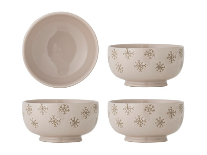 Set čtyř béžových kameninových misek Bloomingville Snowie 584 ml