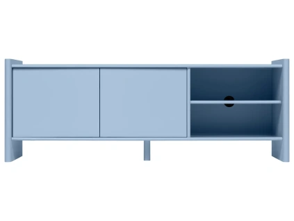 Modrý lakovaný TV stolek Rali 160 x 48 cm