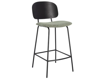 Černá dřevěná barová židle Bizzotto Sienna se zeleným sedákem 68 cm