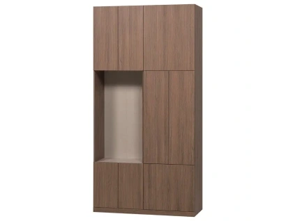 Dřevěná skříň Build 215 x 108 cm s tmavým dubovým dekorem