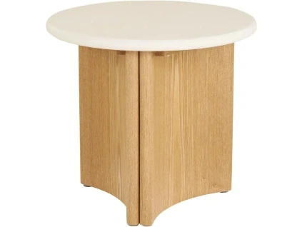 Bílý dřevěný odkládací stolek Morthy ø50 cm