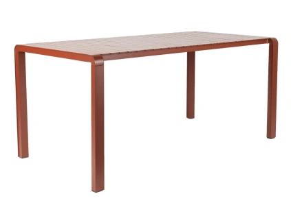 Červený kovový zahradní jídelní stůl VONDEL 214 x 97 cm