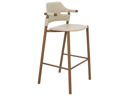 Béžová barová židle No. 4253, 75 cm z regenerované kůže