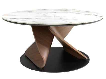 Bílý porcelánový konferenční stolek Angel Cerdá No. 2174, ⌀80 cm