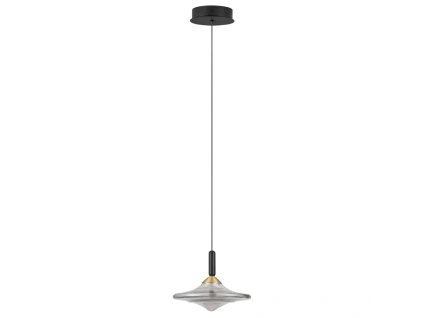 Kouřově šedé skleněné závěsné LED světlo Nova Luce Diaz 23 cm