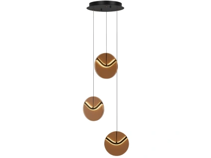 Hnědé skleněné závěsné LED světlo Nova Luce Halley 31 cm