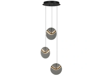 Kouřově šedé skleněné závěsné LED světlo Nova Luce Halley 31 cm