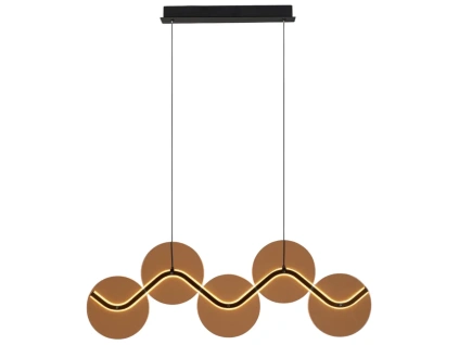 Hnědé skleněné závěsné LED světlo Nova Luce Halley 90 cm