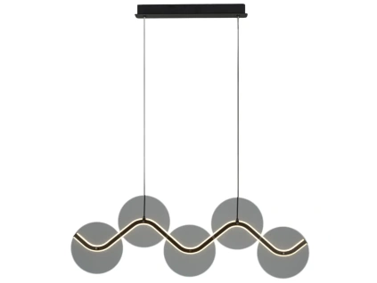 Kouřově šedé skleněné závěsné LED světlo Nova Luce Halley 90 cm