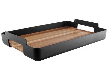 Černý bambusový servírovací podnos Nordic Kitchen 50 x 34 cm