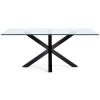 Skleněný jídelní stůl Kave Home Argo 200 x 100 cm s černou kovovou podnoží