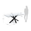 Skleněný jídelní stůl Kave Home Argo 200 x 100 cm s černou kovovou podnoží