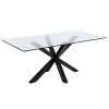 Skleněný jídelní stůl Kave Home Argo 200 x 100 cm s černou kovovou podnoží