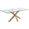 Skleněný jídelní stůl Kave Home Argo 200 x 100 cm s přírodní kovovou podnoží