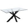Skleněný jídelní stůl Kave Home Argo 160 x 90 cm s černou kovovou podnoží