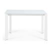 Bílý skleněný rozkládací jídelní stůl Kave Home Axis 120/180 x 80 cm
