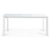 Bílý skleněný rozkládací jídelní stůl Kave Home Axis 120/180 x 80 cm