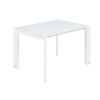 Bílý skleněný rozkládací jídelní stůl Kave Home Axis 120/180 x 80 cm