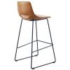 Koňakově hnědá koženková barová židle Kave Home Zahara 76 cm