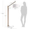Bílá bavlněná stojací lampa Kave Home Riaz 186 cm s dřevěnou podstavou