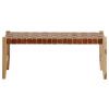 Hnědá kožená lavice Kave Home Calixta 120 cm
