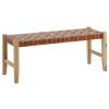 Hnědá kožená lavice Kave Home Calixta 120 cm
