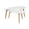 Set dvou bílých dřevěných konferenčních stolků WLL DROP 70/100 cm