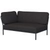 Tmavě šedý látkový rohový modul HOUE Level 140 x 95 cm, levý