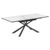 Bílý skleněný rozkládací jídelní stůl Kave Home Theone s mramorovým dekorem 160-210 x 90 cm