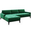 Zelená sametová rohová pohovka MESONICA Musso Tufted, levá, 248 cm