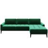 Zelená sametová rohová pohovka MESONICA Musso Tufted, levá, 248 cm