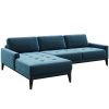 Modrá sametová rohová pohovka MESONICA Musso Tufted, levá, 248 cm